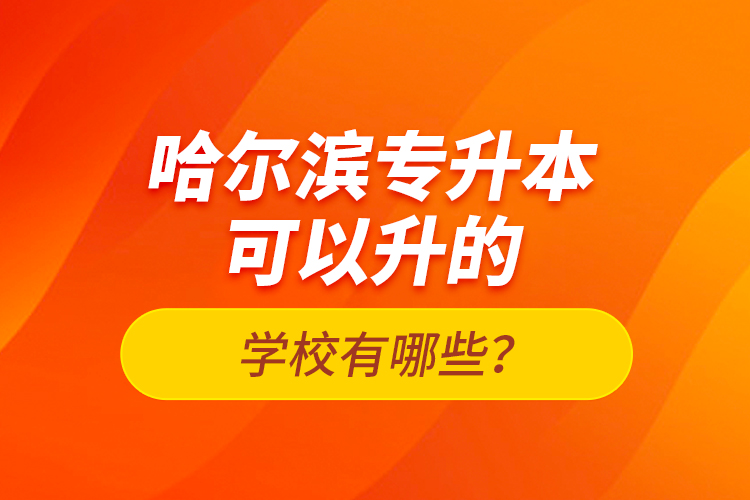 哈爾濱專(zhuān)升本可以升的學(xué)校有哪些？