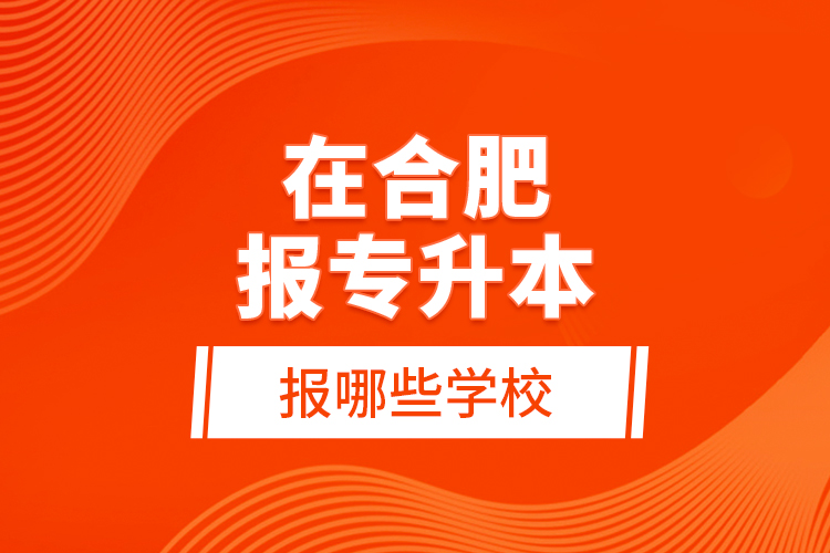 在合肥報專升本報哪些學(xué)校？