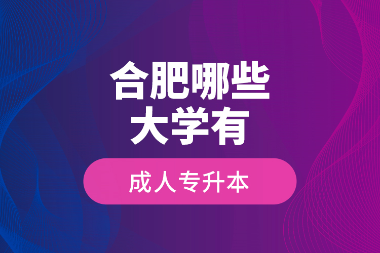 合肥哪些大學有成人專升本？